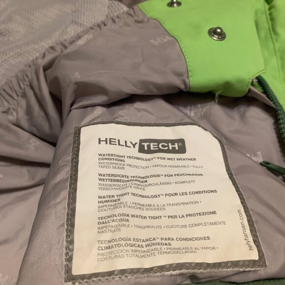 Helly Hansen Helly Tech Waterproof Outdoor Jacket Hood Green Dual-Tone Size XS - Picture 6 of 16